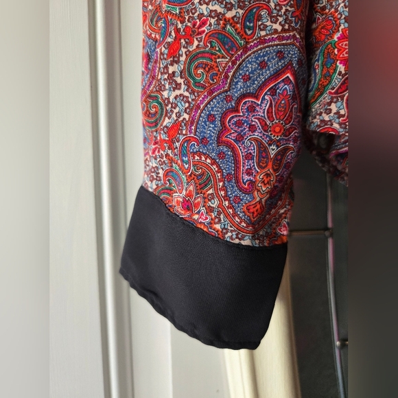 Zara Woman Red and Blue Quirky Paisley Blouse- Size Small - Picture 3 of 7
